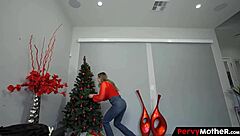 Pervy stepmom milks her stepson’s load hard on the sofa