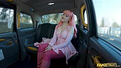 Hell yeah! Pink-haired babe gets creampied in fake taxi!