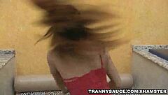 HD Shemale Honey Patricia Sabatine Strokes Her Hard Cock