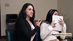 Embezzling vice principal agrees to threesome with principal and latina secretary