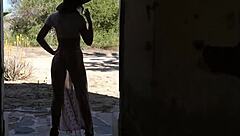 Tiny Canadian MILF Katie Jean undresses in hot outdoor softcore striptease