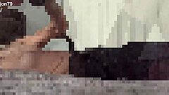 a solo male bodybuilder massages his pelvis for therapeutic release during workout