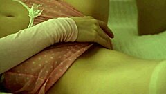 Skinny teen Lynn's solo masturbation session with a glass toy