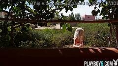 Tiny Canadian MILF Katie Jean undresses in hot outdoor softcore striptease