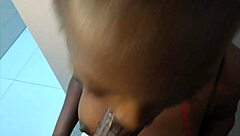 Slutty Latina Whore Sucks and Swallows Cum