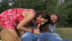 Bareback anal pounding after outdoor ride under scorching sun