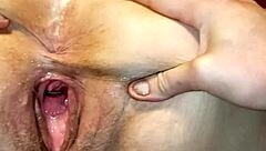 Detailed View of Milf's Gaping Pussy Filled with Creampie Cum After Intense Sex