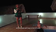 Ebony milf stepmom Carla Morelli has rough doggystyle sex with son's best friend Dani Clark in public.