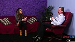 bigtit british voyeur rubs shaved pussy for wanking guy in dare game