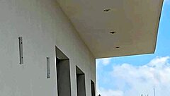 Beautiful woman fucks Tommy Cabrio on balcony with neighbors watching