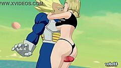 Can Android 18 milk Vegeta dry with brutal ballbusting in wild 3D action?