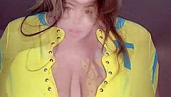 Getting ready with big natural tits