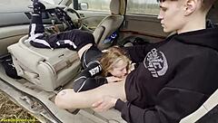 Real Teen Couple Fucks Wild in the Car