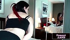 Gothic femboy plays with anal beads in bedroom