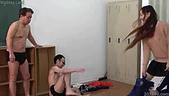 An Asian girl dominates at a private school and enjoys foot fetish and face sitting