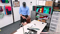 Damn, skinny teen shoplifter gets punished with hard doggystyle fuck on CCTV!