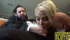 British housewife with big breast has a threesome with two BDSM masters