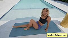 Hot blonde teen slut shows perfect butt by pool - Luna Luxe JMac!