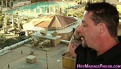 Hot Asian Masseur Sucks And Jerks Big Cock In Lingerie