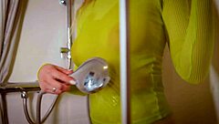 porn actress reveals her wet clothes in a fetish scene