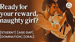 naughty student asks, 'want me to distract you after class?' dom teacher replies, 'i'll make you cum on my hard cock'