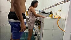 i taught my stepdaughter chores and we fucked hard in the kitchen till i covered her with cum