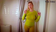 porn actress reveals her wet clothes in a fetish scene