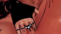 Trans girl rides dildo in VR and cums intensely