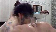 blonde pornstar swallows cum in bathtub blowjob!