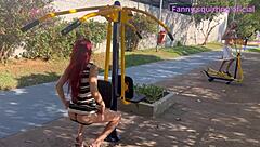 Wife Exhibits Ass in Miniskirt on Crowded Park Street