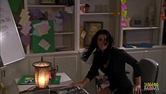 Beautiful brunette secretary blows her boyfriend in the study.