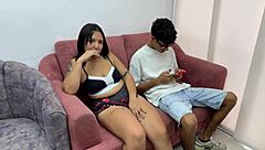 Skinny latina gets nailed in both holes by a black man