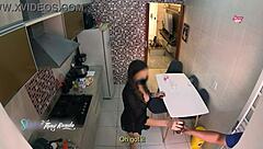Sexy wife in nightie meets delivery boy in the shower