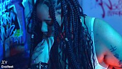 Bratty girl dominates with footjob training, sucking and licking feet, using toys on tits and ass until cum