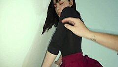 sexy red skirt laura spanked and penetrated against wall