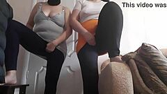 Two Hot Stepsisters Squirm from Lesbian Orgasms in Skirts and Leggings