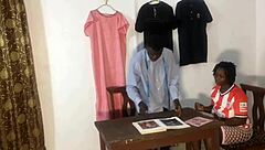 Oh, in the fake tailor shop, I let him fuck me with his big dick to finish my work!