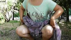 I love flashing my hairy mature pussy in see-through dress