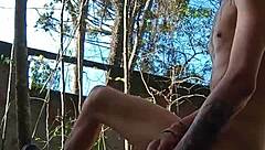Watch This Full Video of Cumming in the Public Backyard! Athletic Amateurs Dominate in the Garden!