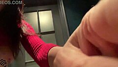 A horny slut masturbates in nightclub toilet