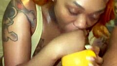 Ebony amateur with natural tits gets hardcore facial!