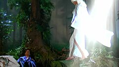 Bobbi Eden enjoys a passionate encounter in the forest, getting fingered and fucked in doggystyle with her shaved pussy and fishnets on