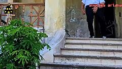 Spooky Halloween trailer in haunted house.