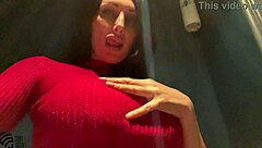 A horny slut masturbates in nightclub toilet