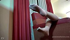 Mika Silk Teases with Intense Pantyhose Footplay in Silk Stockings!