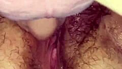 hey, hairy bbw milf gets fisted and squirting with toys?