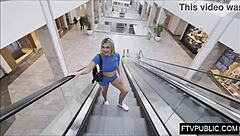 why is that horny blonde masturbating nude in the mall?