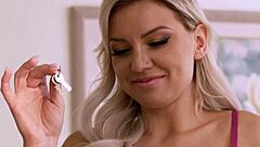 Why is this big ass teen in a chastity belt getting spanked by a busty milf?