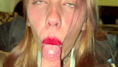 The beautiful amateur girl plays with her mouth in an exciting way