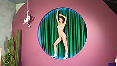 nude outdoor filming shows shaved pussy and natural tits in public